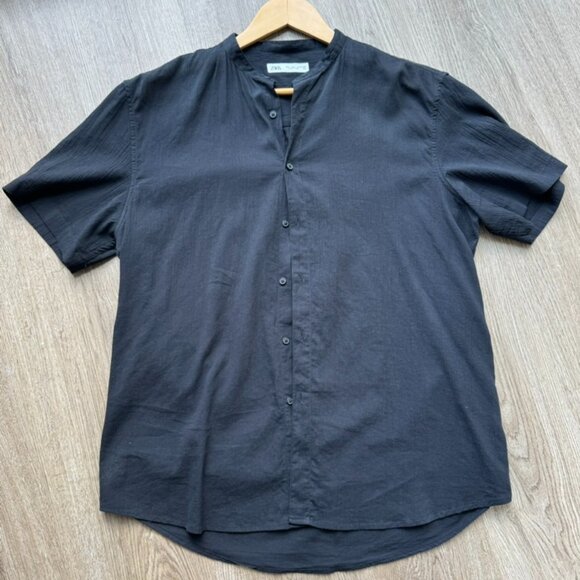 Zara black flowy short sleeve shirt - Picture 1 of 2